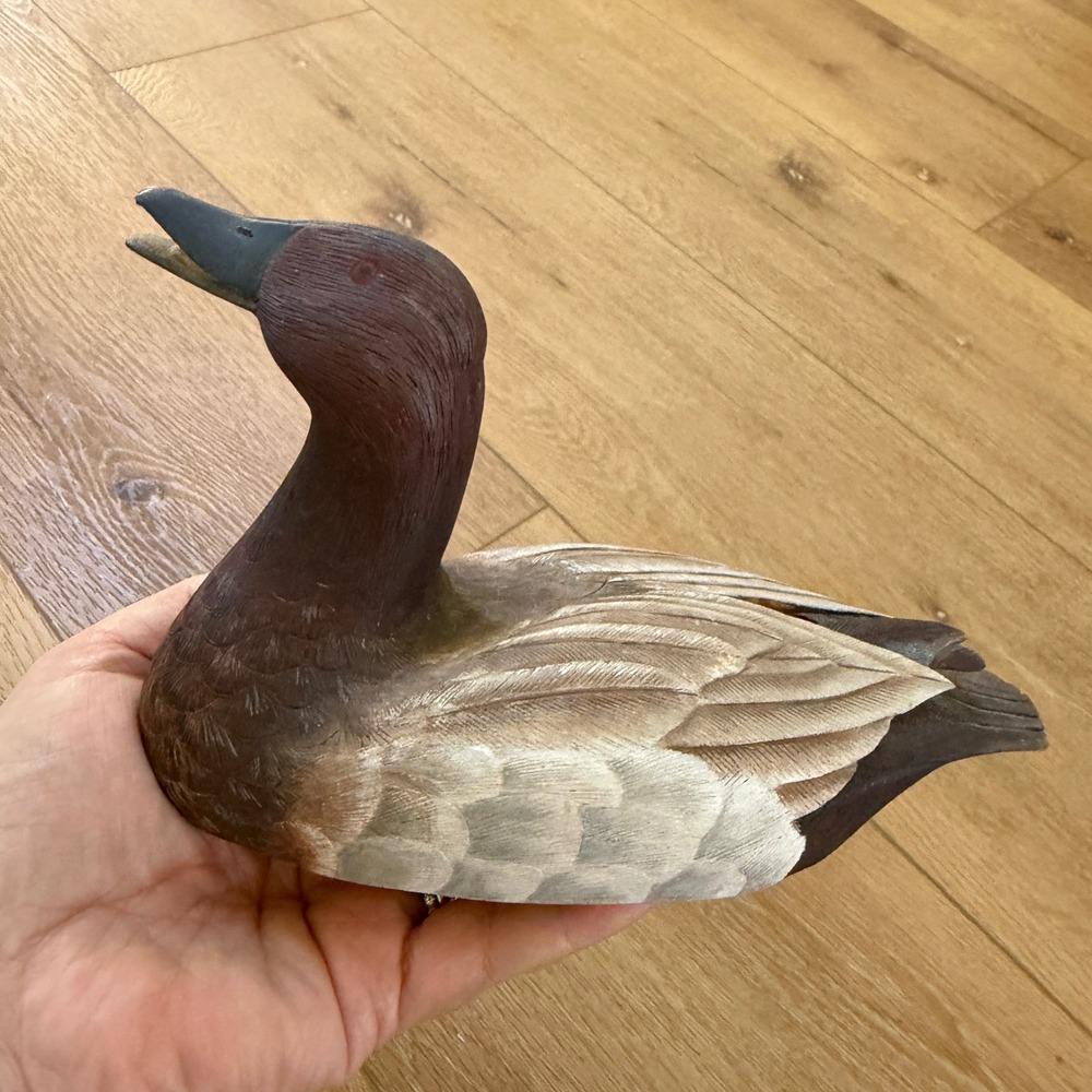 Vintage 1982 John Gideliih Hand Carved Wood Canvasback Drake Duck Decoy Signed